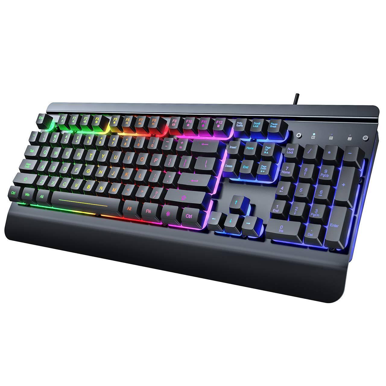 Reds Spade - Gaming All metal Panel Rainbow Silent Computer Wrist Rest Multimedia Anti ghosting Waterproof Up Wired For Pc - Default