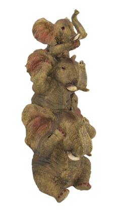 Zeckos - Comical Stacked No Evil Elephant Trio Statue - Off-white