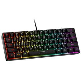 VEGA AUTOMOTIVE - Wired Gaming Rgb Backlit Ultra compact Small For Pc mac Gamer Typist Travel Easy To Carry On Business Trip - Black