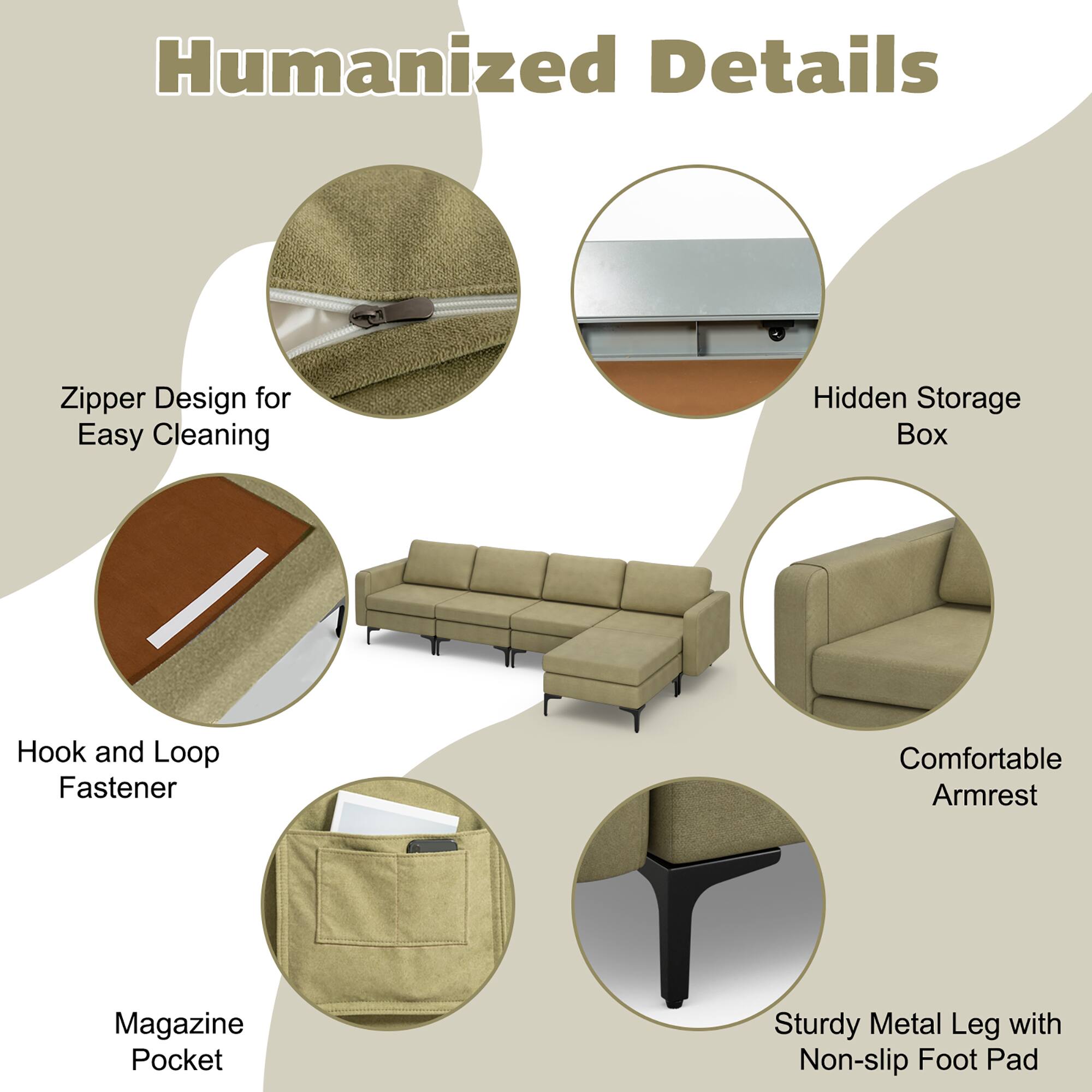 Humanized Details

- Zipper Design for Easy Cleaning
- Hidden Storage Box
- Hook and Loop Fastener
- Magazine Pocket
- Comfortable Armrest
- Sturdy Metal Leg with Non-slip Foot Pad