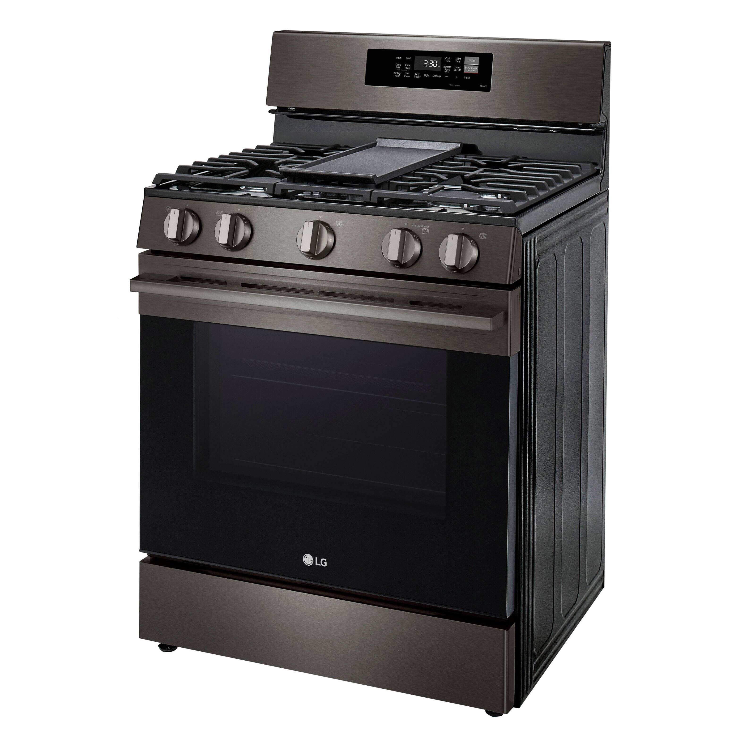 Alt View 1. LG - 6.3 Cu. Ft. Freestanding Gas True Convection Smart Range with EasyClean, Air Fry and Premium Handle - Black Stainless Steel.