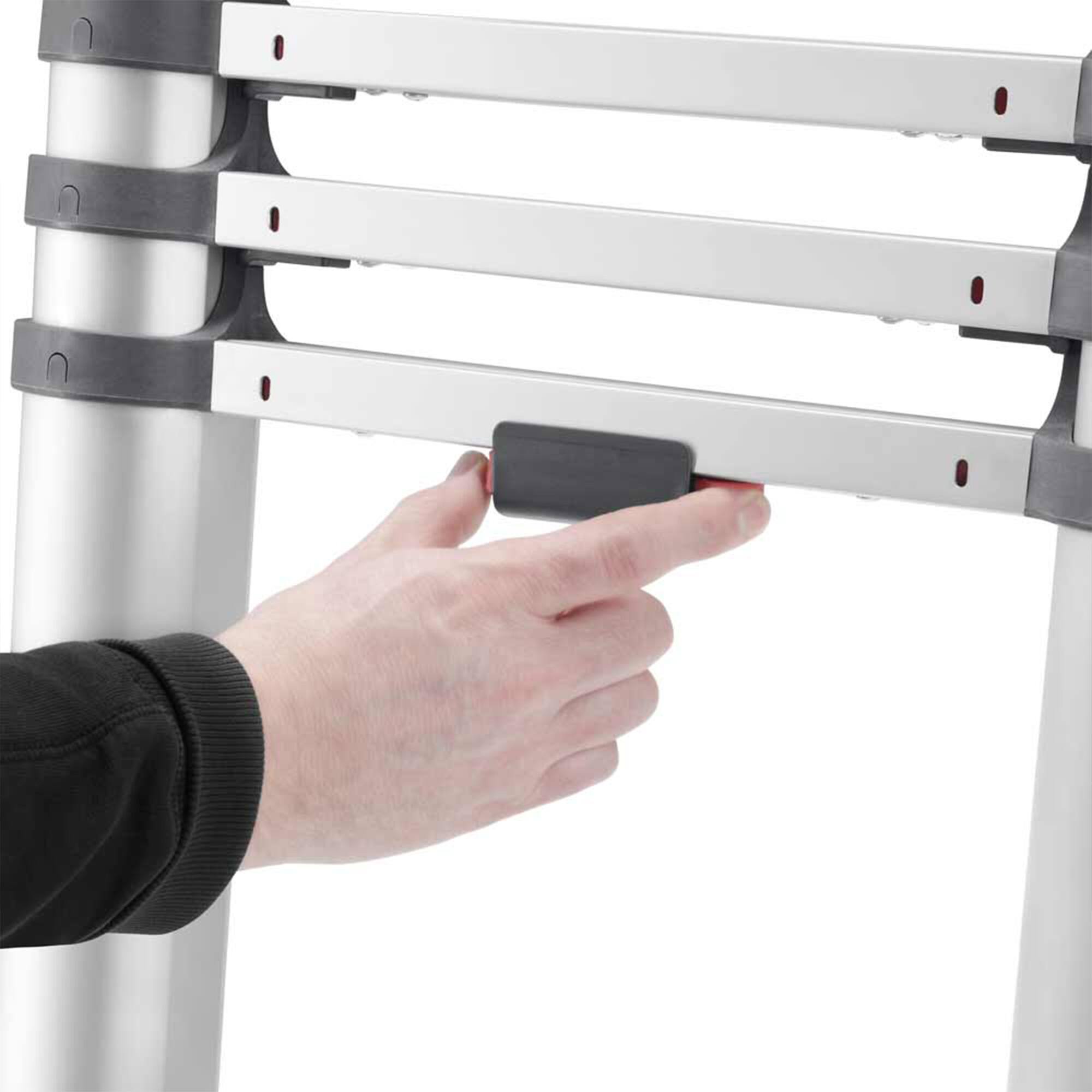 Alt View 8. Hailo - Hailo Height Adjustable Portable Compact Aluminum Telescoping Ladder, Red/Black - Red, Black.