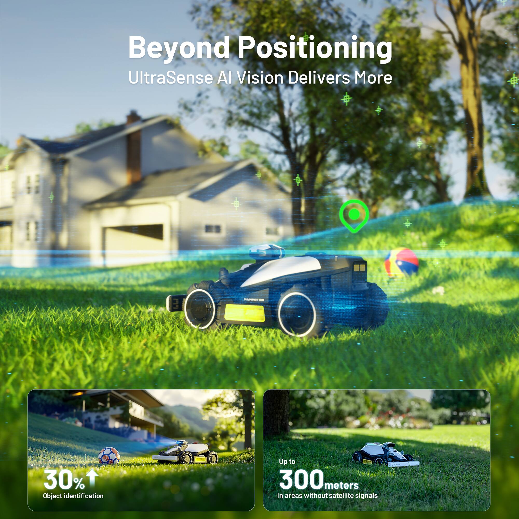 Beyond Positioning  
UltraSense AI Vision Delivers More  

30% Object Identification  

Up to 300 meters in areas without satellite signals