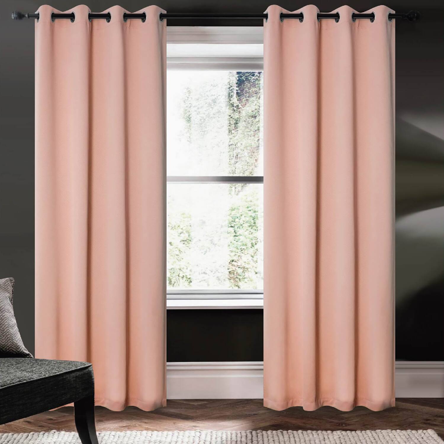 Angle. RT Designers Collection - RT Designers Collection 100% Polyester 250 GSM Riley 100% Blackout Grommet Panel 54" x 84" Pink - Pink.