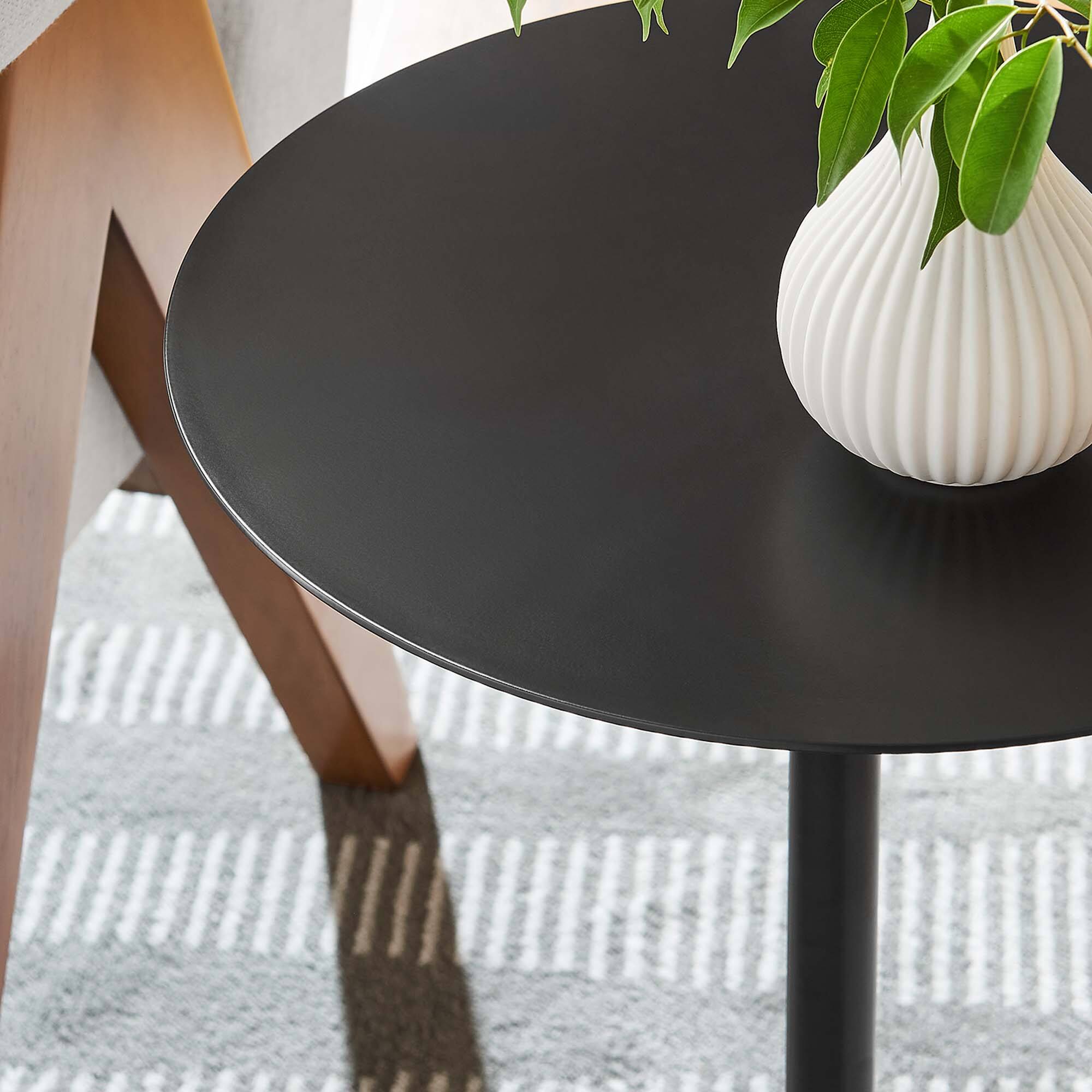 Alt View 2. Modway - Aliza Round White Marble Side Table by Modway - White Black.
