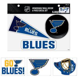 Rico Industries - St Louis NHL Hockey Blues Set of 6 Removable Wall Decal Stickers - Multi