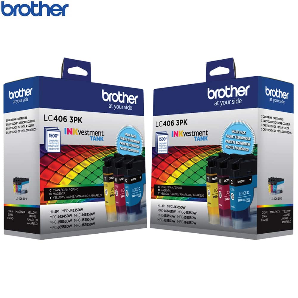 Brother - INKvestment LC4063PKS Tank Standard-yield Ink 3 Color 2 Pack Bundle