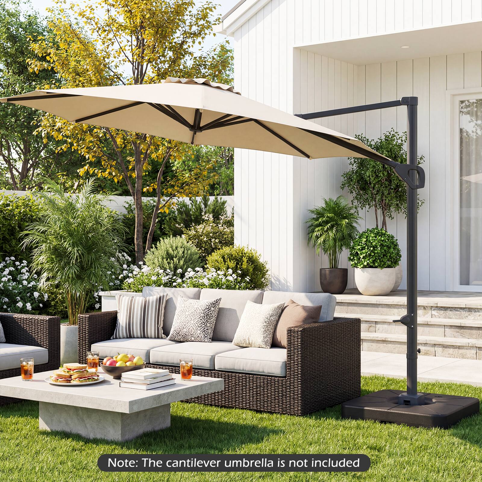 Note: The cantilever umbrella is not included