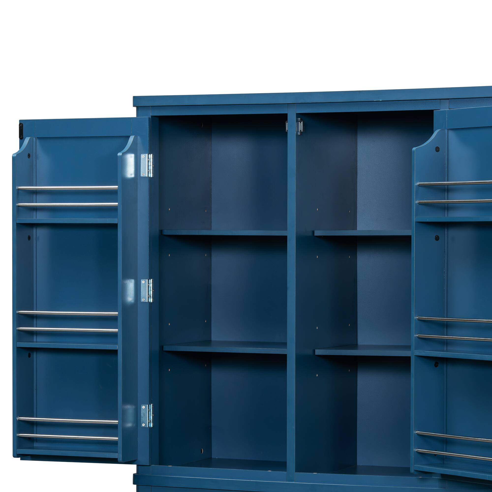 Alt View 7. Forest'nSky - 74.8" Tall Kitchen Pantry, 53" Wide Large Storage Cabinet with Drawers & Pull-Out Trays, Blue - Blue.