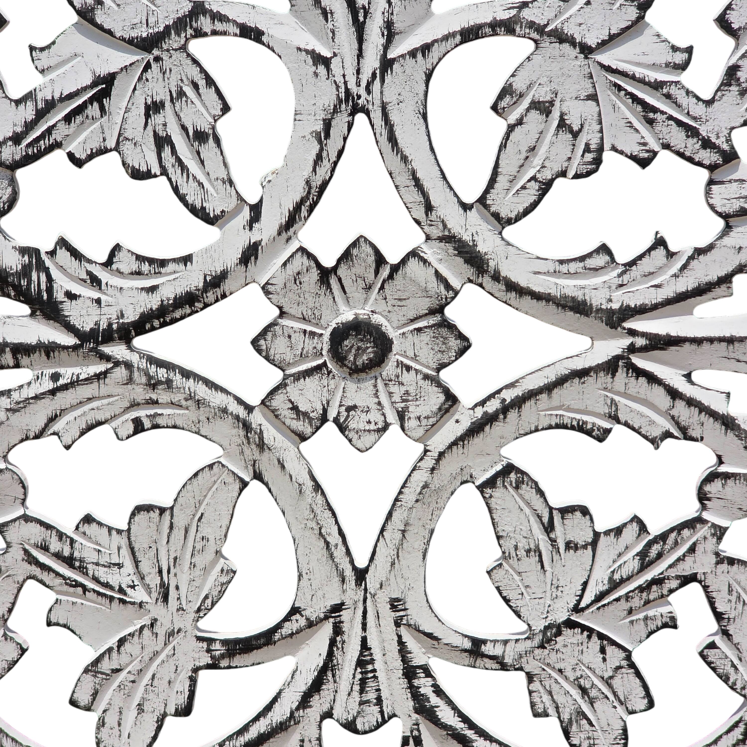 Alt View 1. Manhattan Lane - Ozy Carved Mango Wood Wall Decor| 36 Inch Square I Handcrafted - Black and White.