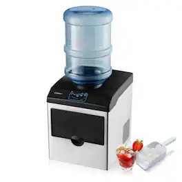 LUCKY ONE - 2-in-1 Countertop Ice Maker & Water Dispenser 48 lbs/24h Stainless Steel - Silver and black