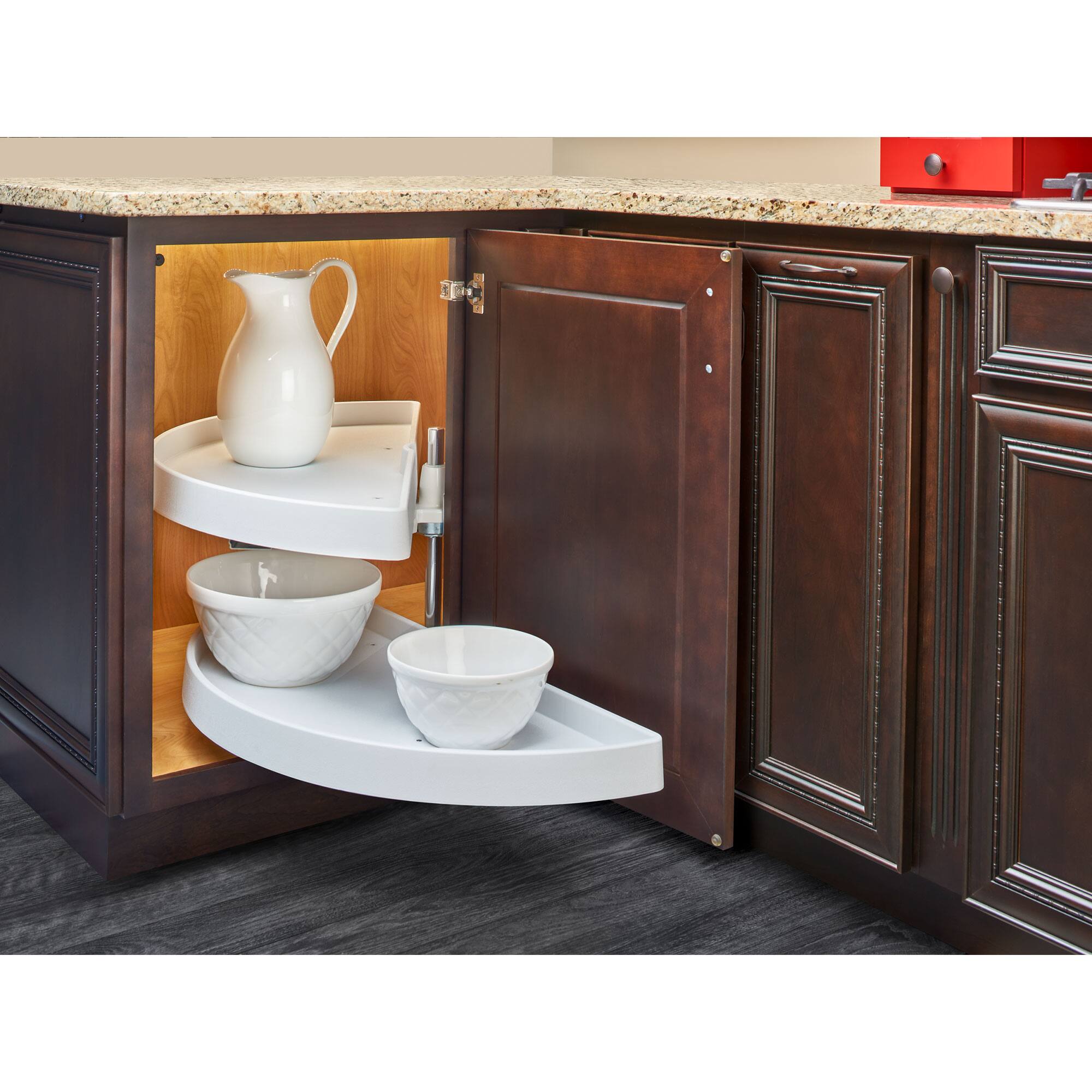Alt View 7. Rev-A-Shelf - Rev-A-Shelf 39" Lazy Susan Half-Moon Polymer Two-Tier Blind Cabinet 6882-39-11-570 - White.