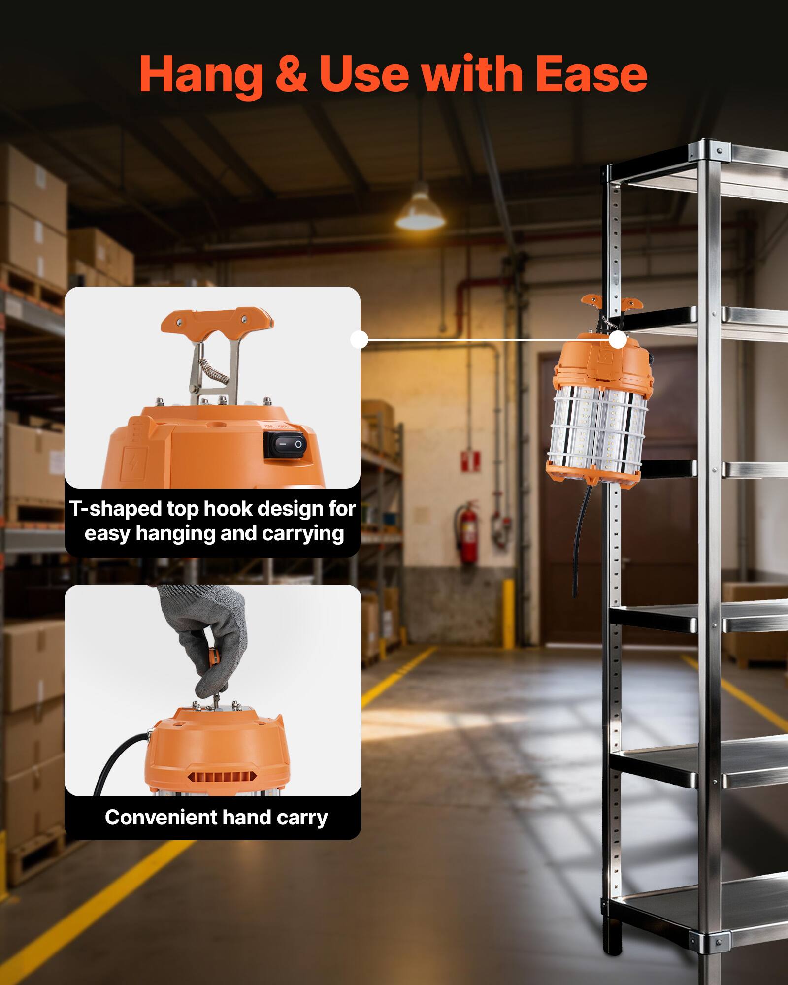 Hang & Use with Ease

- T-shaped top hook design for easy hanging and carrying
- Convenient hand carry