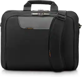 Grandstream - 17.3-inch Laptop Briefcase Messenger EKB407NCH17 Padded Top-Loading Travel Trolley Pass-Through Removable Shoulder Strap - Black