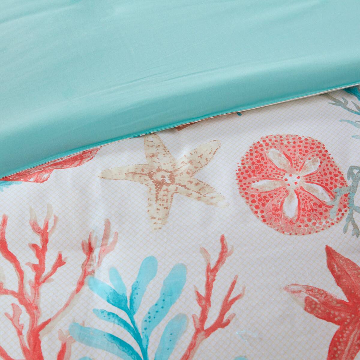Alt View 5. Gracie Mills - Gracie Mills Koreen 6-Piece Coastal Escape Cotton Sateen Bedding Ensemble - Coral.