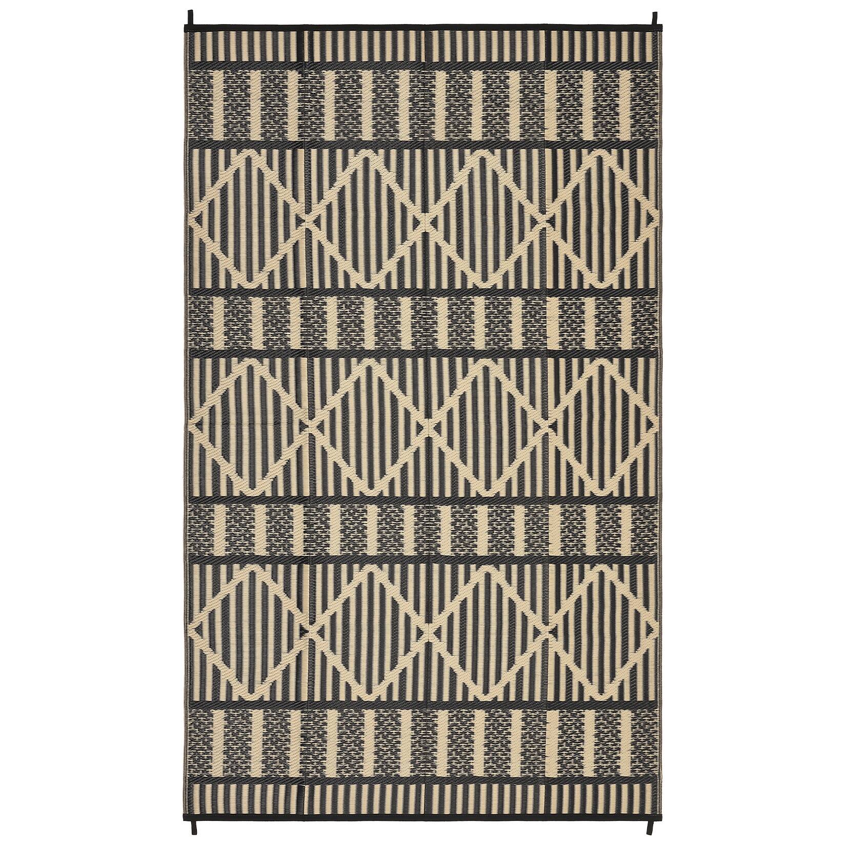 Front. GAOMON - Modern Geometric Border Outdoor Mat UV Resistant Stain Resistant Breathable Pet Friendly for Road Trips Picnics - Black Coffee.