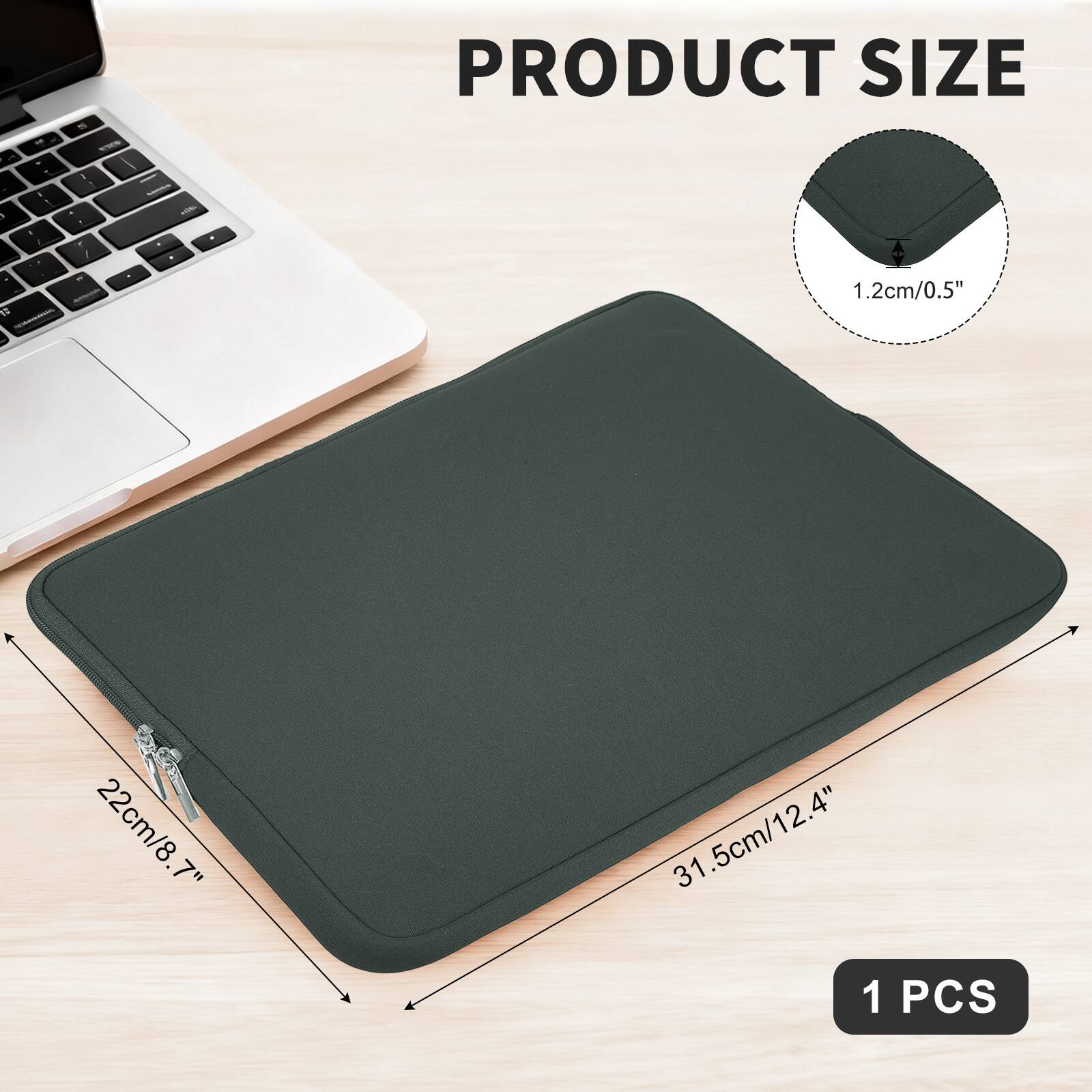 PRODUCT SIZE  
- I - T  
1.2cm/0.5"  
22cm/8.7"  
31.5cm/12.4"  
1 PCS