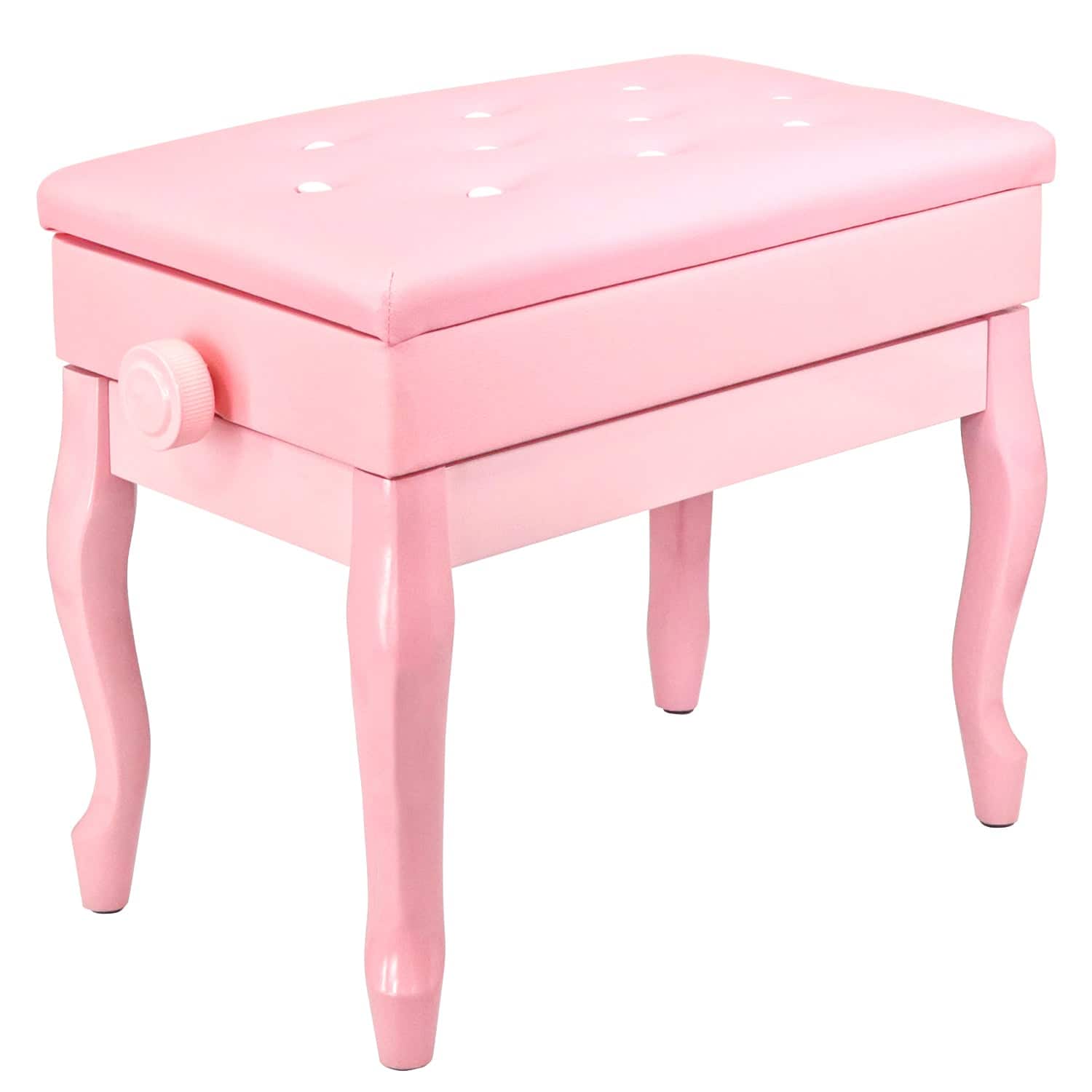 Front. 5 CORE - Piano Bench Wooden Height Adjustable Stool Heavy Duty Keyboard Seat with Storage PINK - pink.