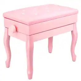 5 CORE - Piano Bench Wooden Height Adjustable Stool Heavy Duty Keyboard Seat with Storage - Pink