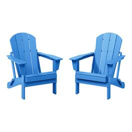 WestinTrends - Malibu Outdoor HDPE Folding Poly Adirondack Chairs (Set of 2) - Pacific Blue