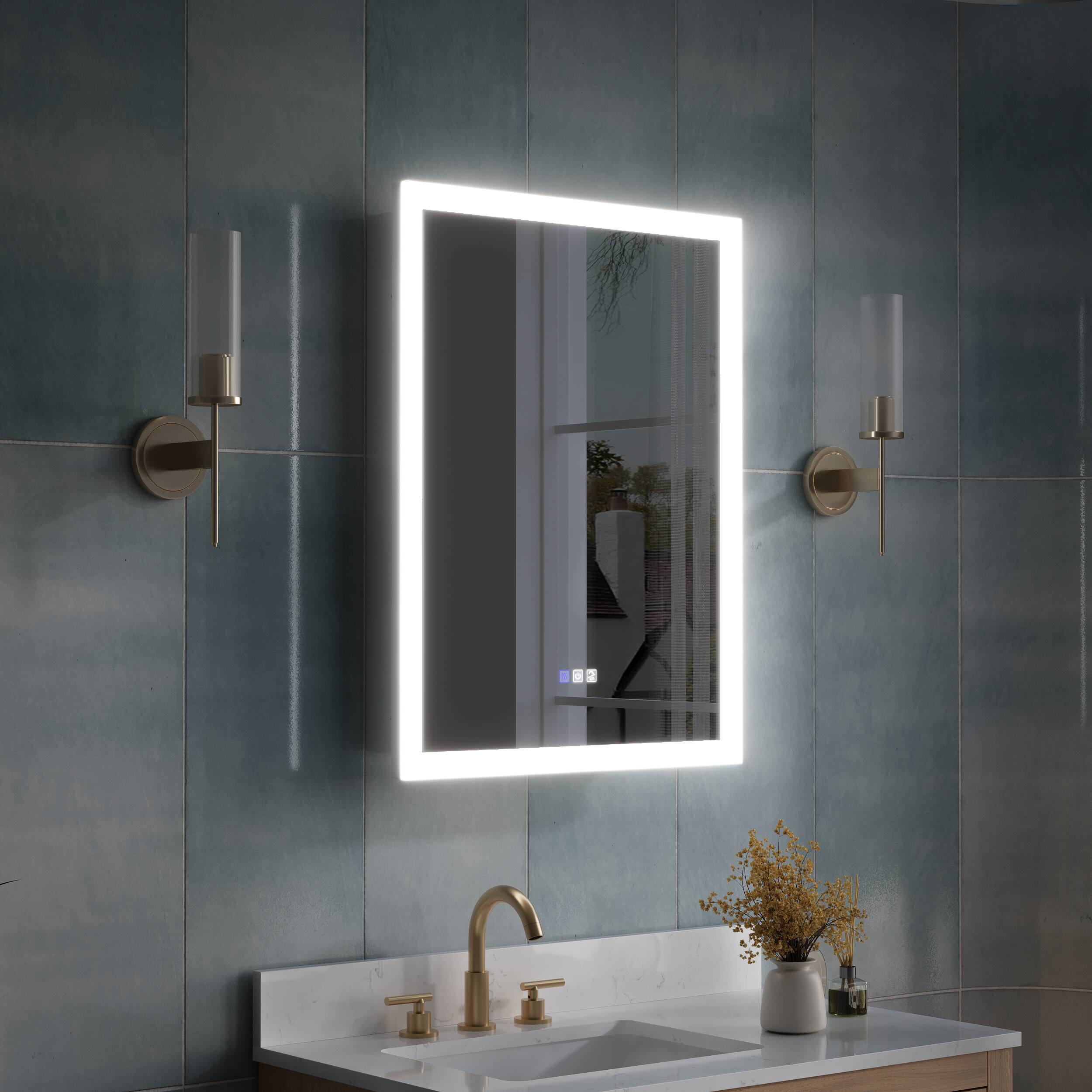 Angle. WELLFOR - 24 in. W x 32 in. H Rectangular Surface or Recessed Mount Aluminum Medicine Cabinet with Mirror -Right Open - Silver.