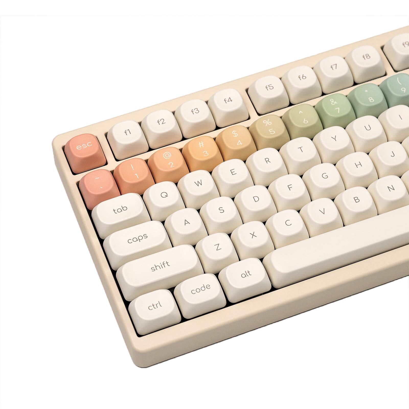Cedar Assembly - Moa Profile Keycaps Pbt Keycap Minimalist White Cute Round Dye-sublimation Colorful Custom Key Cap - Rainbow