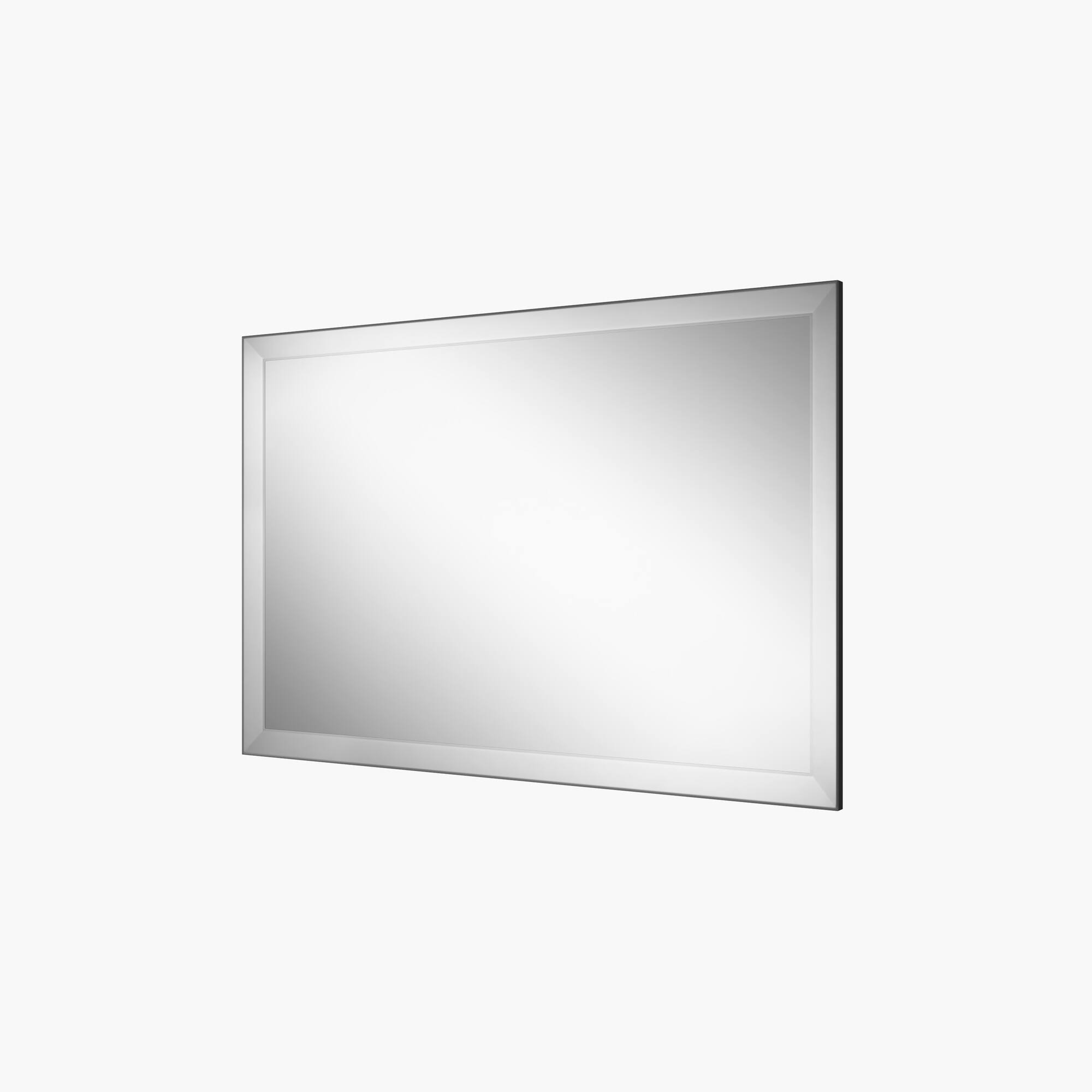 Alt View 1. Boyel Living - 32 in W x 48 in L Silver Rectangular Slanted Edge Aluminum Framed Wall Bathroom Vanity Mirror.