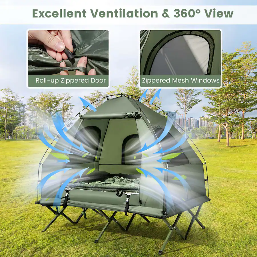 Costway Person Compact Portable Pop Up Tent Camping Cot with Air