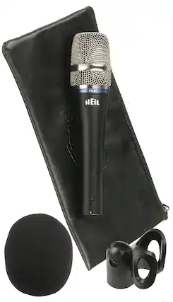 Front. Heil Sound - Utility Dynamic Cardioid Handheld Microphone with Mic Clip & Windscreen.