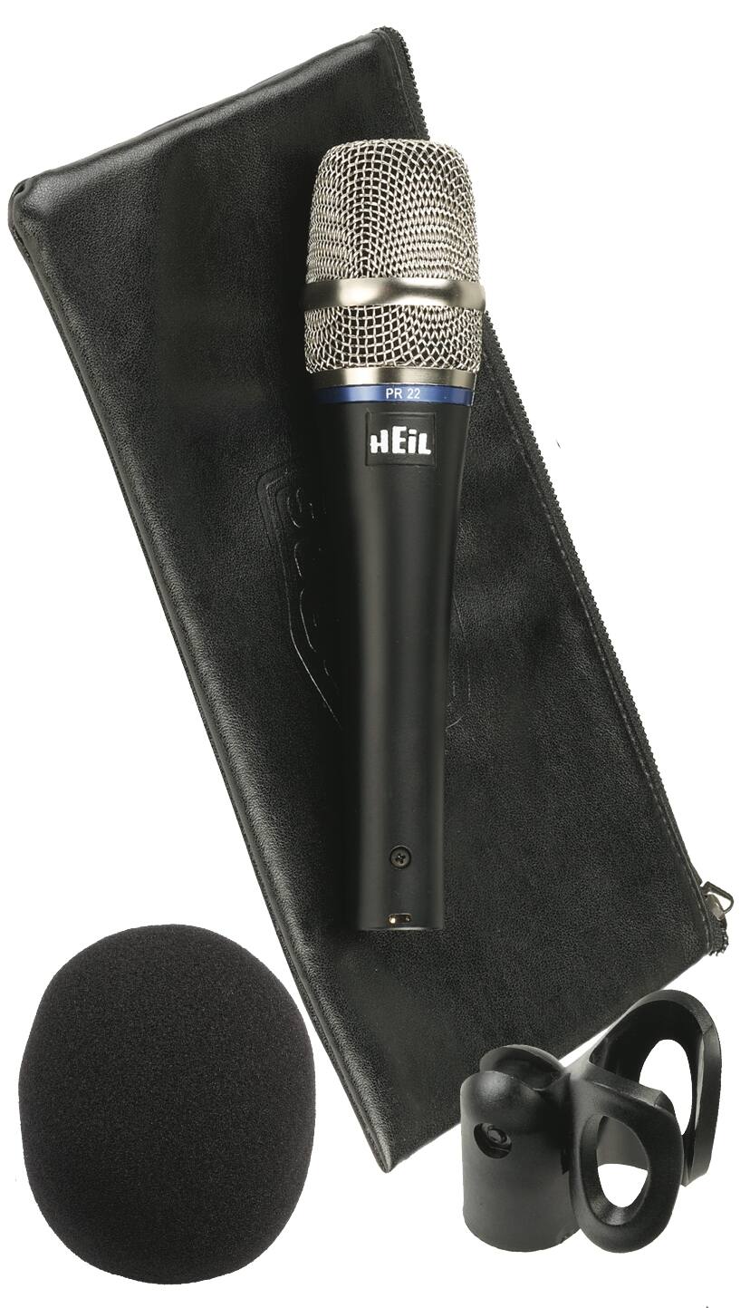 Front. Heil Sound - Utility Dynamic Cardioid Handheld Microphone with Mic Clip & Windscreen.