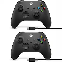 Microsoft - Xbox Wireless Controller w/USB-C Cable for PC, Carbon 1V8-00001 (2-Pack) - Black