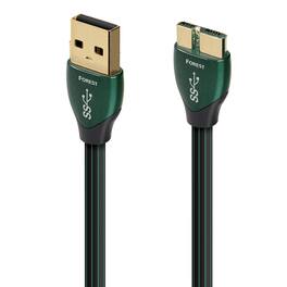 AudioQuest - Forest USB-A 3.0 > Micro B 3.0 2.5' Digital High-Definition Audio Cable with USB-A 3.0 to Micro B 3.0 Connectors - Black with Green Stripes