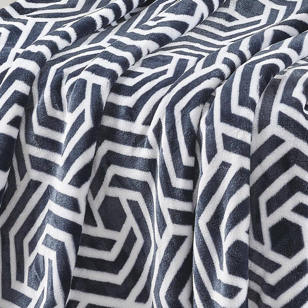 Alt View 3. Noble House - Plazatex Azmera plush Decorative Warm and Comfortable Machine Washable Throw 50" x 70" Black & White - Black & White.