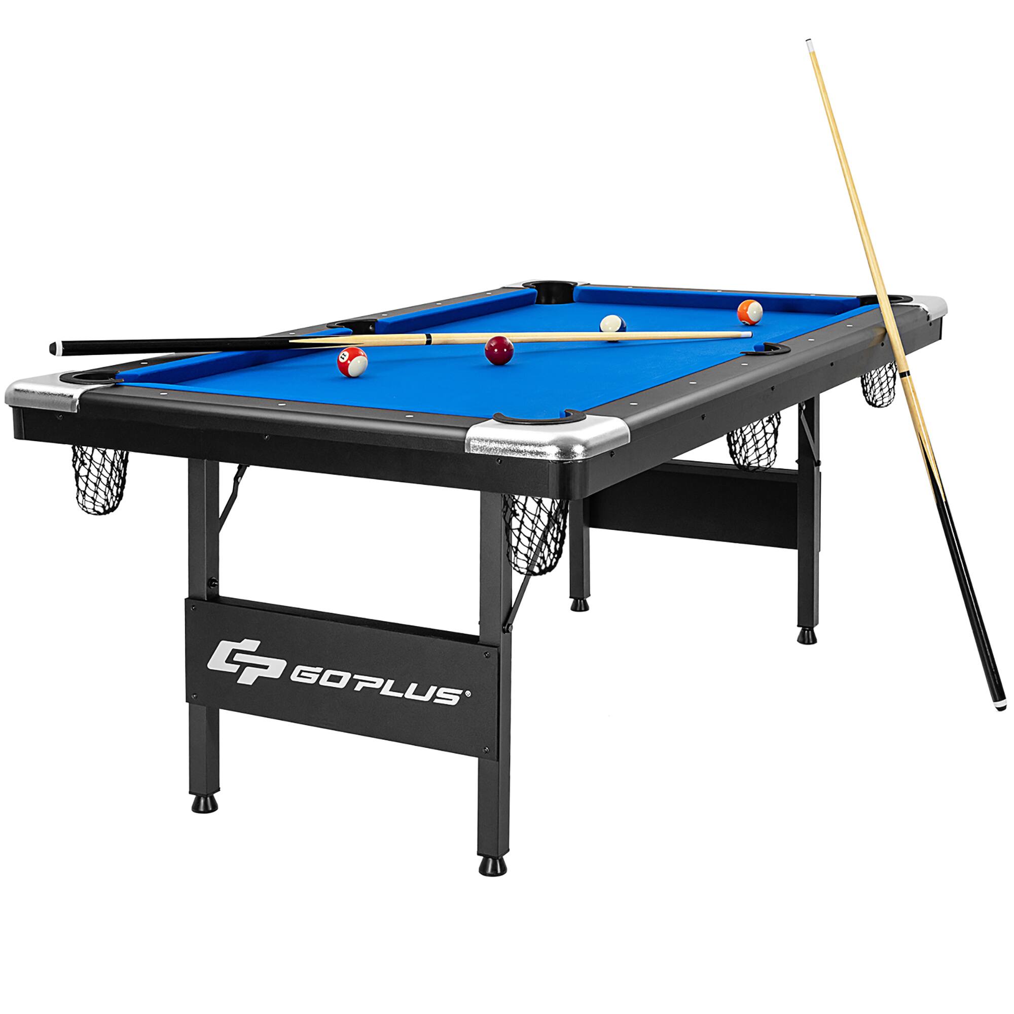 Alt View 11. Costway - 6 FT Billiard Table 76 Inch Foldable Pool Table Perfect for Kids and Adults Blue - Black+Blue.