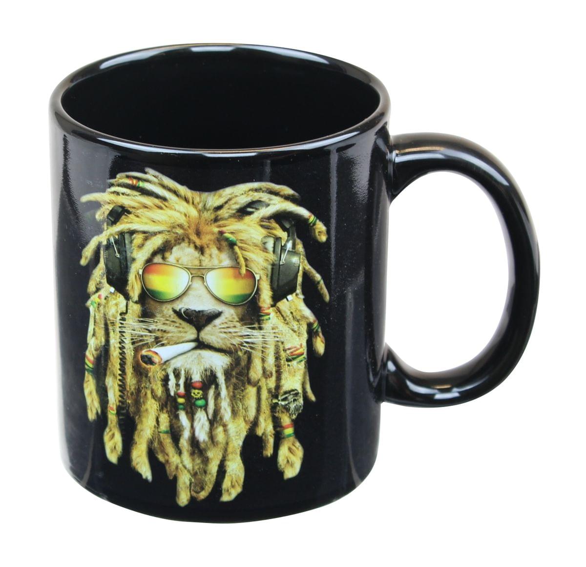 Front. Just Funky - Reggae Lion 11oz Coffee Mug - Multi-Color.