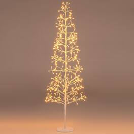 Costway - 6 FT Lighted Birch Tree with 320 Light LED Lights Weighted Base for Christmas - White