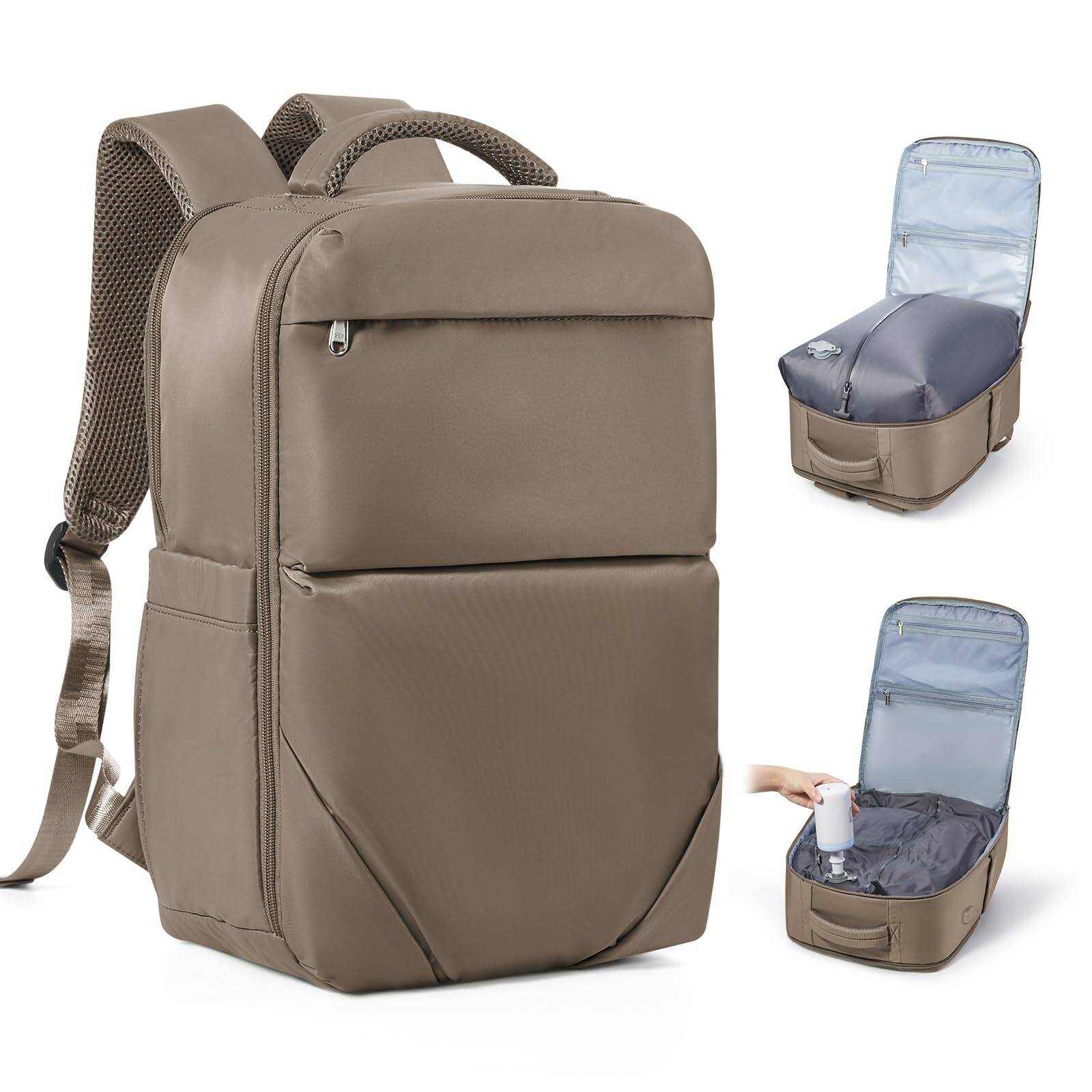 Cozy Serene - Large Vacuum Backpack Travel With Pump Vacpack Seal Backpacks Traveling For Carry On Luggage - Dark Brown