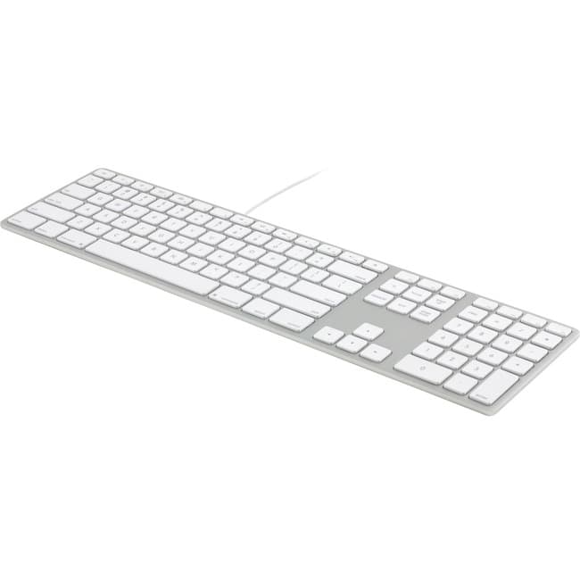 Matias - WIRED ALUMINUM KEYBOARD W/ NUMERIC KEYPAD FOR MAC Cable Connectivity - USB 2.0 Interface - Volume - Silver