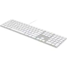 Front. Matias - MATIAS WIRED ALUMINUM KEYBOARD W/ NUMERIC KEYPAD FOR MAC SILVER - Cable Connectivity - USB 2.0 Interface - Volume - Silver.