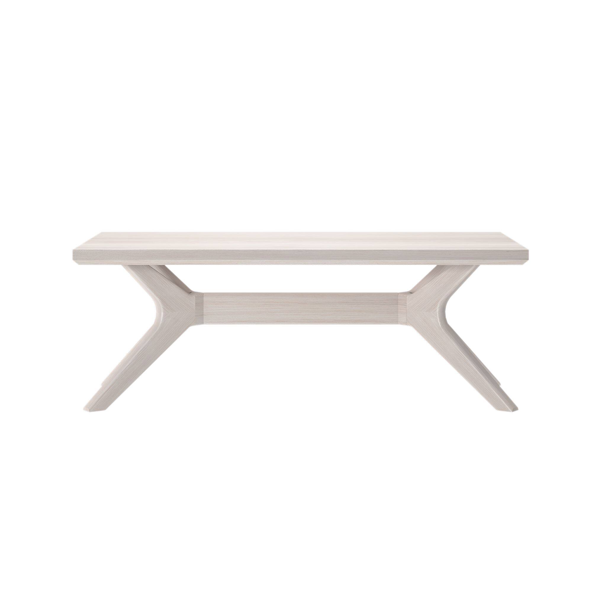 Alt View 3. Plank+Beam - Cross Leg Rectangular Coffee Table (48in x 24in / 1220mm x 610mm), White Sand Wirebrush - White Sand Wirebrush.