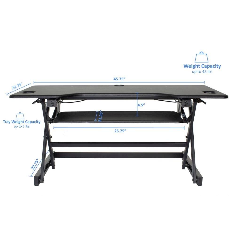 Weight Capacity up to 45 lbs  
Tray Weight Capacity up to 5 lbs  

Dimensions:  
- Length: 45.75"  
- Width: 23.75"  
- Height: 4.5"  
- Tray Length: 25.75"  
- Tray Width: 22.75"