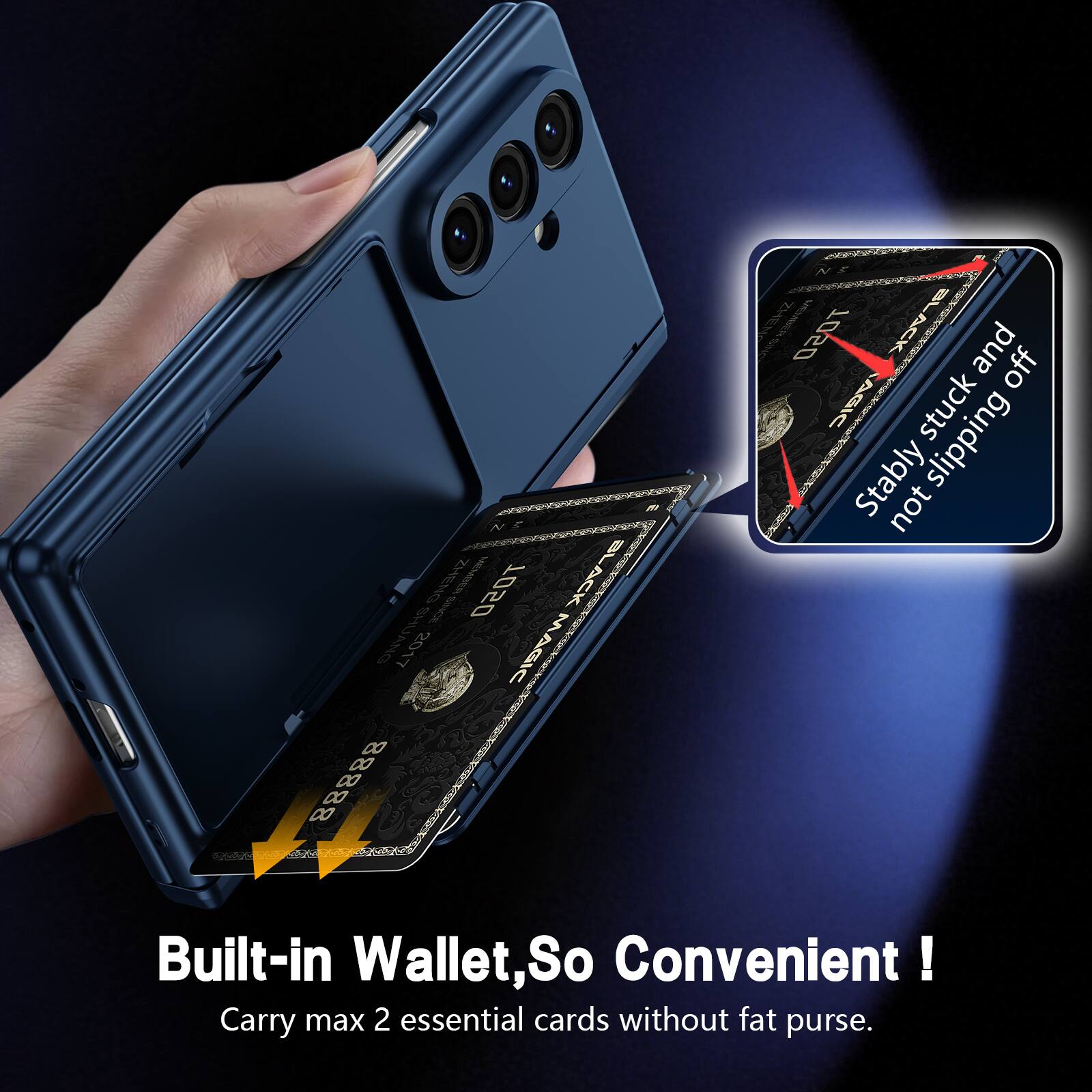 - ZHENG JOMO MPESPROCA TOSO BLACK 2017 MAGIC I ! N Zy 1 SAeO 20 ACK
- and off
- AGIC stuck
- Stably slipping : not Built-in Wallet, So Convenient! Carry max 2 essential cards without fat purse.