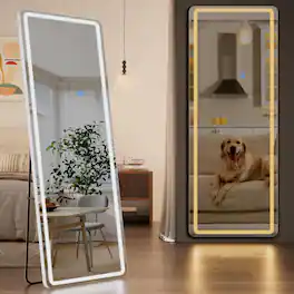 Refined Abode Design - Full Length Mirror With Led Lights - Standing Mirror-rectangular 65"L x 26"W