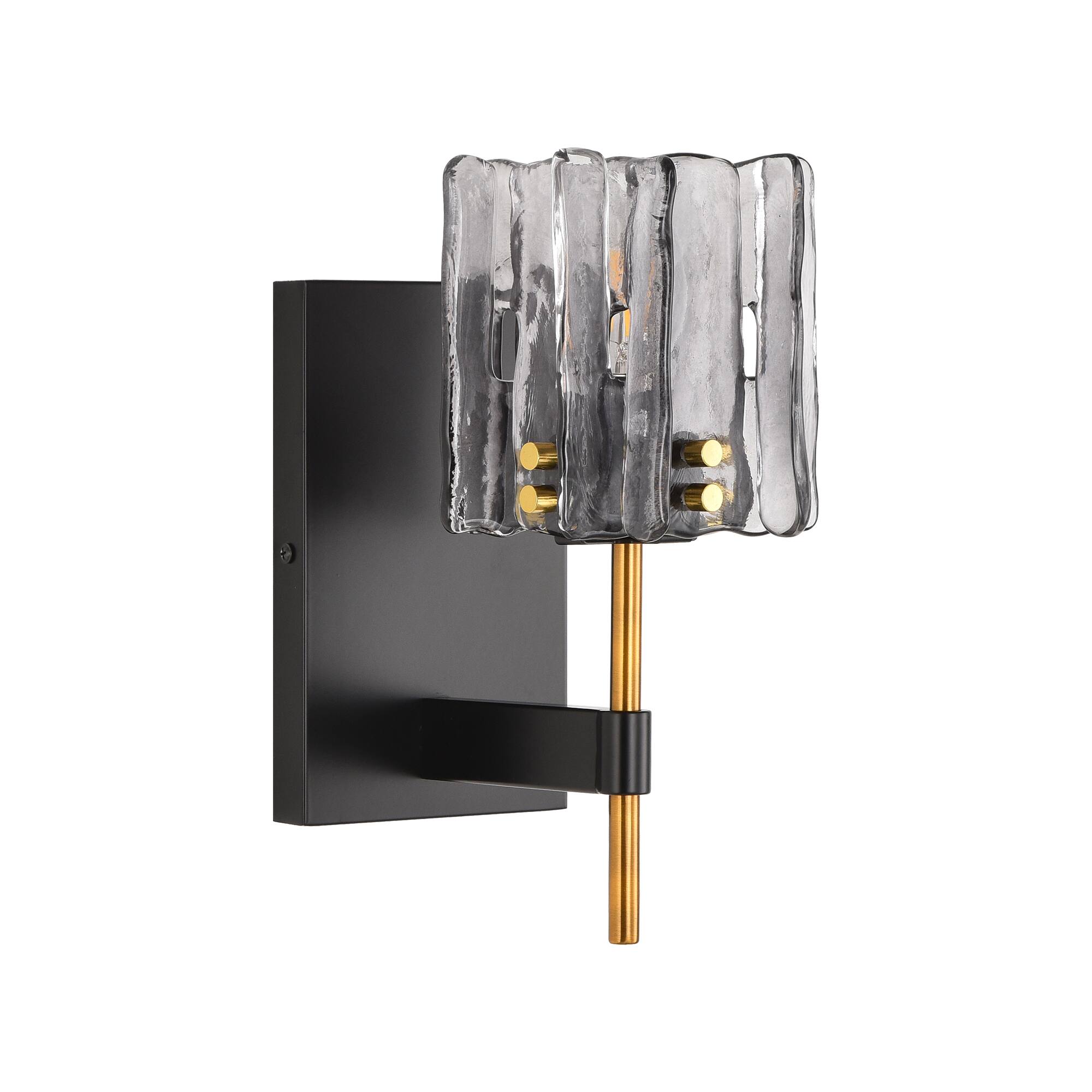 Alt View 2. Parrot Uncle - 11" Modern Smoked Hammered Glass 1 Light Wall Sconce for Bathroom Vanity, Bedroom, Hallway - Smoky Gray.