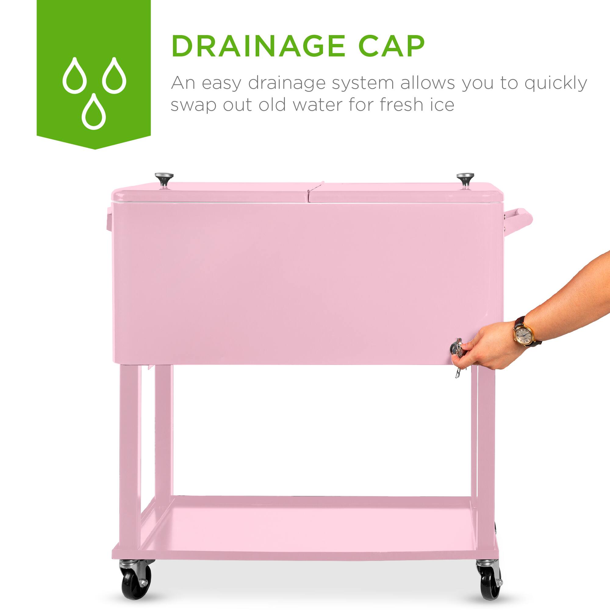 DRAINAGE CAP  
An easy drainage system allows you to quickly swap out old water for fresh ice