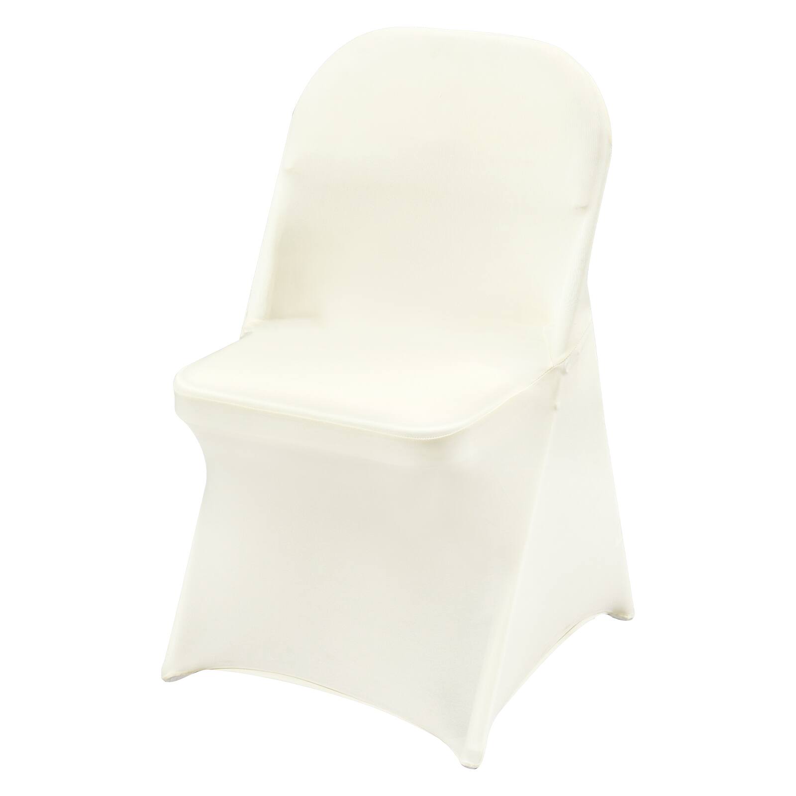 Alt View 5. VEVOR - Stretch Spandex Folding Chair Covers, Universal Fitted Chair Cover, Removable Washable Protective Slipcovers, for Party - Ivory White.