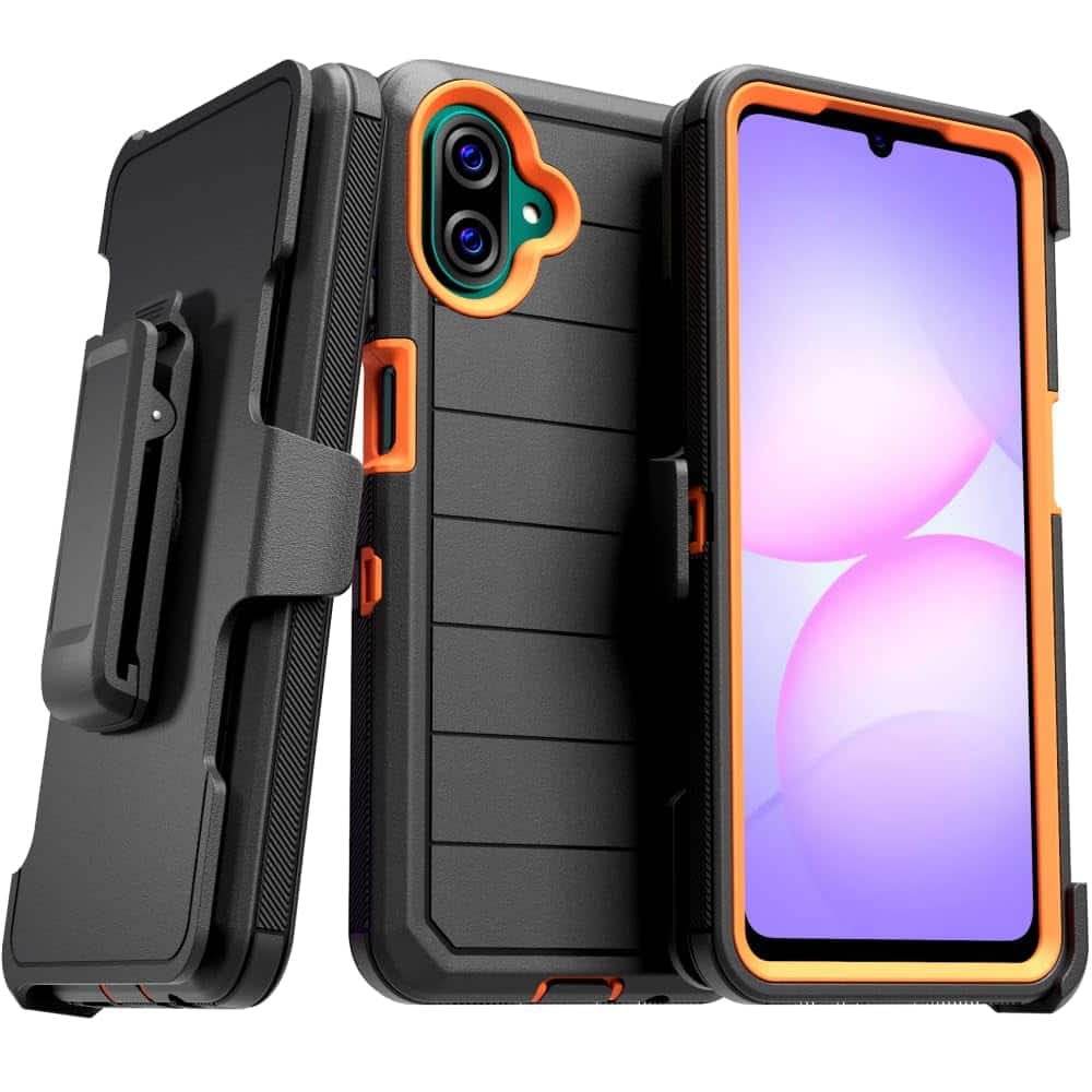 RomeTech - Defender Case for Samsung Galaxy A07 - Black / Orange - Black Orange
