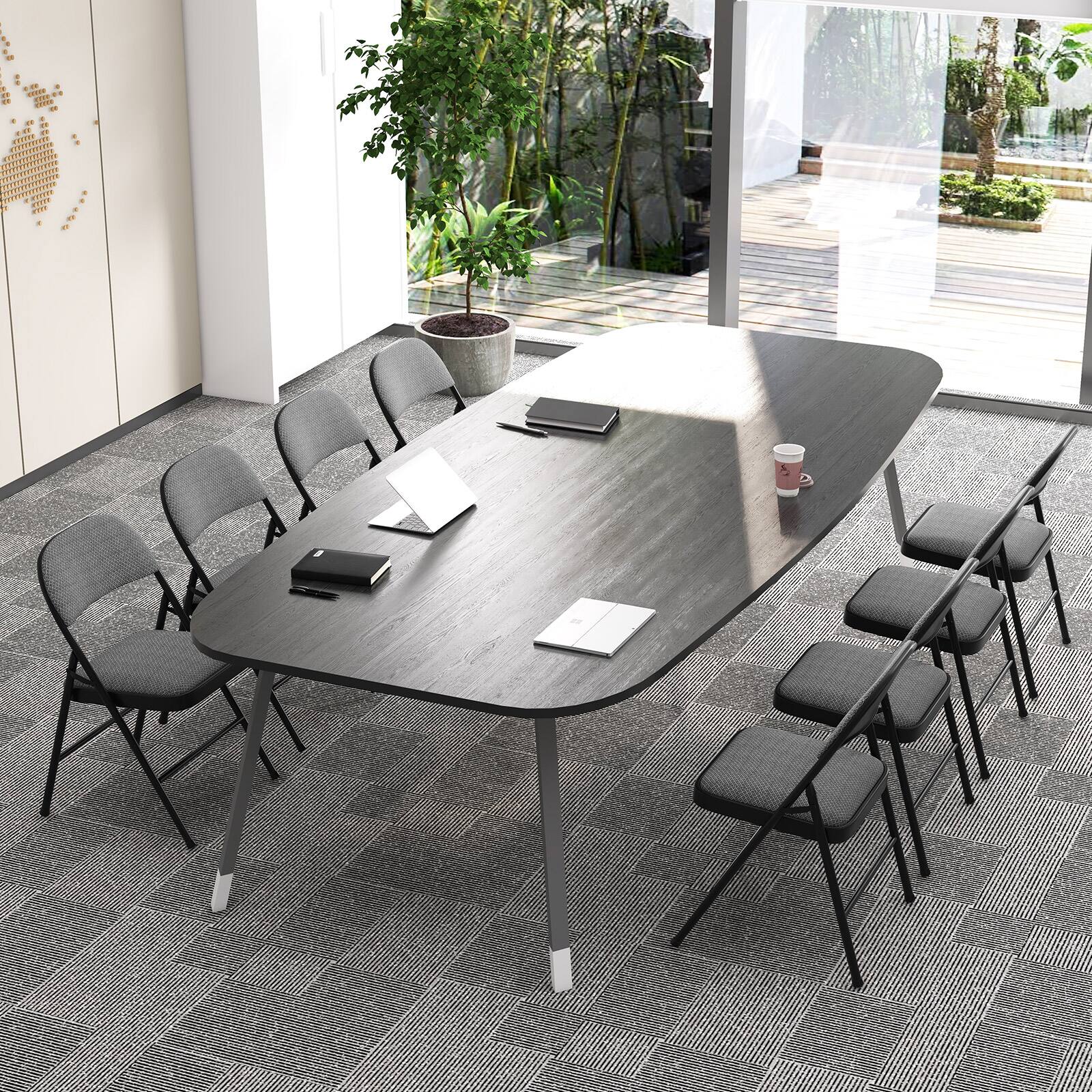 Alt View 9. Gymax - Gymax Set of 6 Folding Chairs Fabric Upholstered Padded Seat Metal Frame Home Office - Gray.