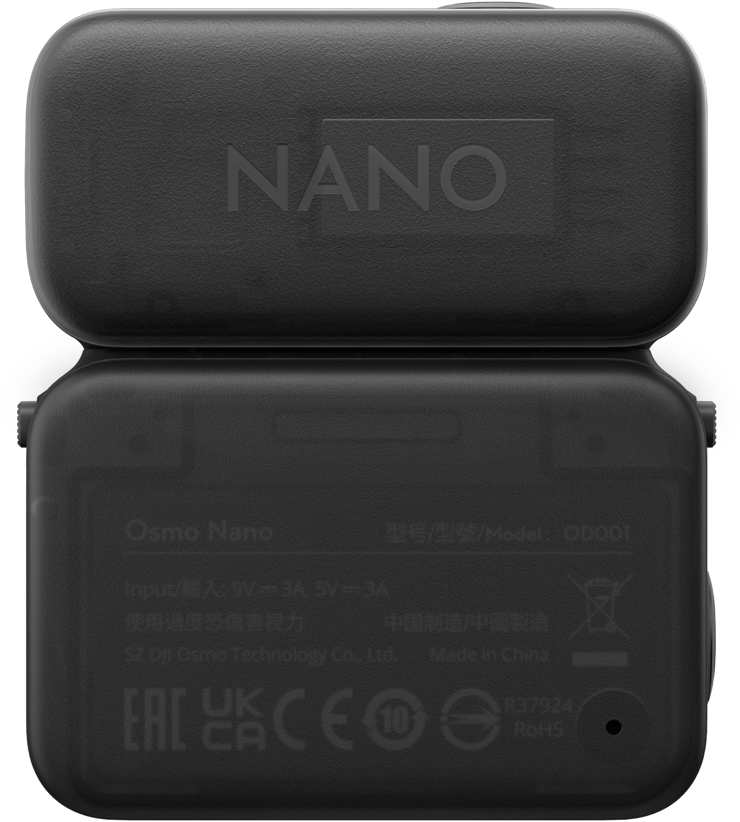 Sure, here is the corrected and grouped text from the image:

---

**NANO**

**Osmo Nano**

**Model: ODO01**

**Input: 9V = 3A 5V = 3A**

**SZ DJI Osmo Technology Co., Ltd. Made in China**

**R37924**

**EAD**

**CE**

**10**

**RoHS**

---