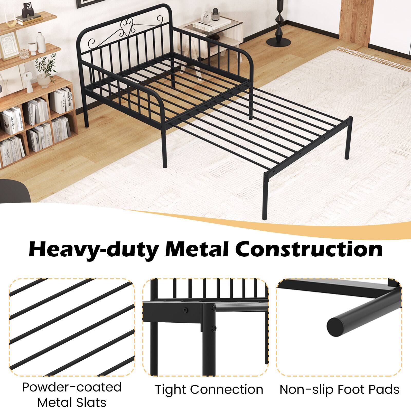 Heavy-duty Metal Construction Powder-coated Tight Connection Non-slip Foot Pads Metal Slats